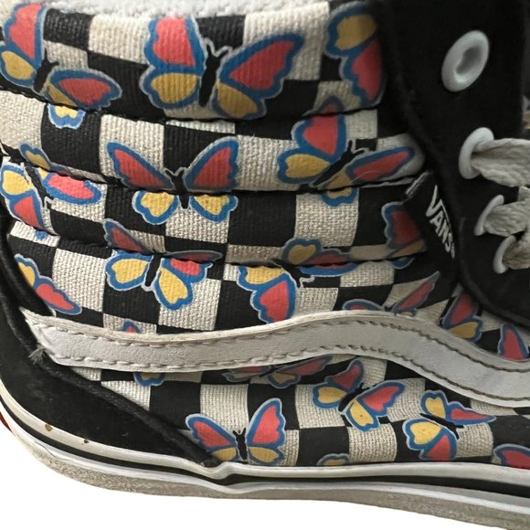 Vans Off the Wall High Top Girls Skate Shoes Size 3Y Butterfly Pattern‎ Black - Picture 4 of 8